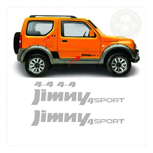 Adesivos Lateral Suzuki Jimny 4 Sport 4sport 4x4 Cor Preto  Prata