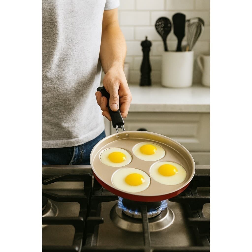 Frigideira Antiaderente 4 em 1 Divisórias Panela Fritar Grill Assadeira Ovo Sanduicheira