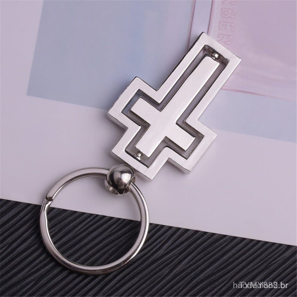 Chaveiro Rotativo em Forma de Cruz, Ornamento de Metal Oco para Carro, Presente de Feriado Cristão para Amigos