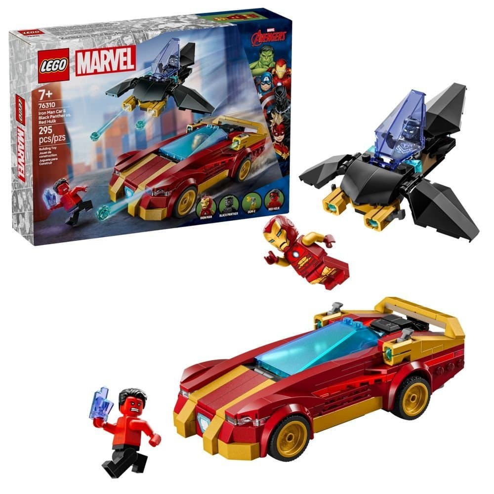 Lego Marvel Carro do Homem de Ferro e Pantera Negra vs Hulk Vermelho 76310