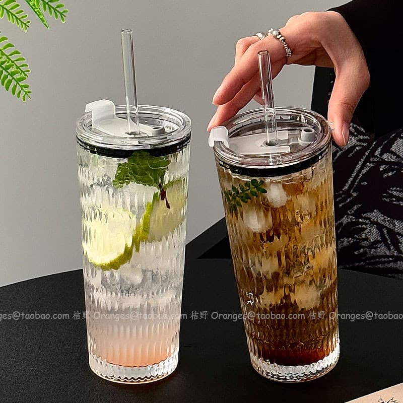 Copo de palha de grande capacidade de verão com tampa de alto valor transparente gelo americano xícara de café Latte cop