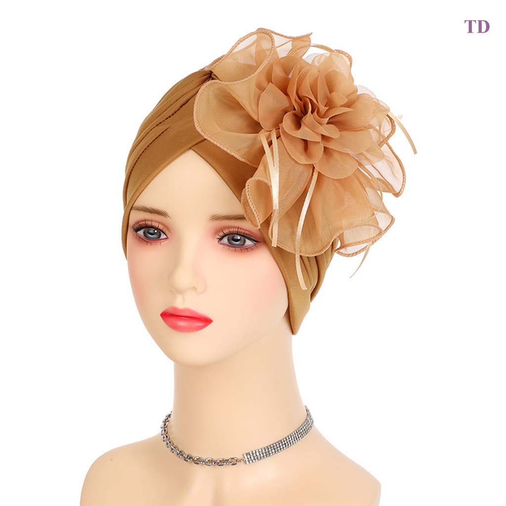 Chapéu-Turbante Floral Grande Feminino, Lenço Africano, Touca Anti-Queda de Cabelo para Quimioterapia, Turbante KFKU