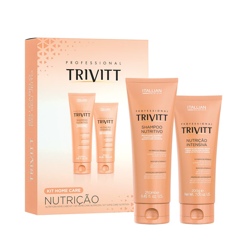 Kit Shampoo E Creme Nutritivo Pós Luzes Trivitt Itallian Hairtech