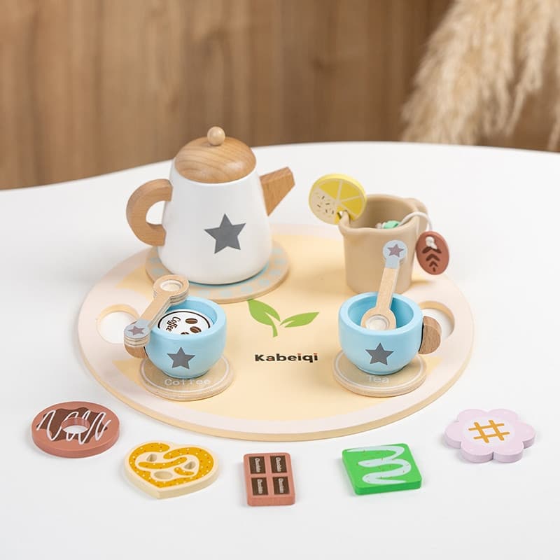Brinquedo Montessori De Madeira Para Crianças Bule Teacup Simulação Pretend Play Acessórios De Cozinha Meninas Meninos P