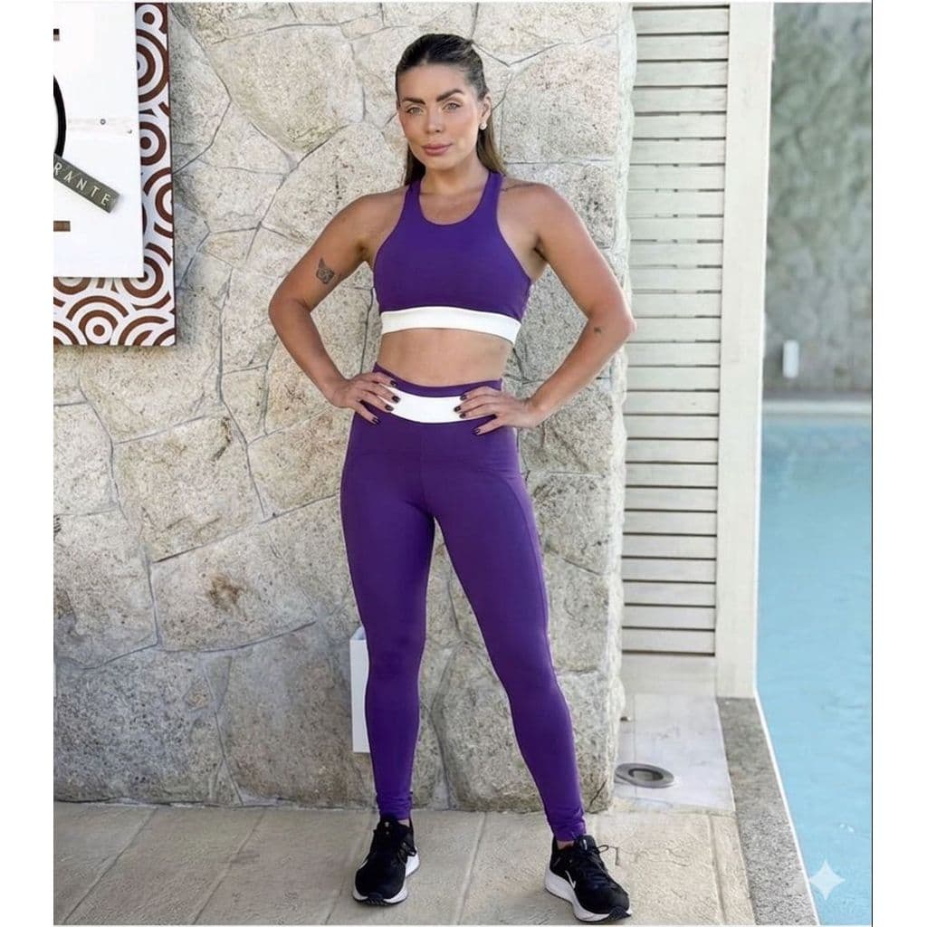 Conjunto calça e top nadador poliamida fitness/academia