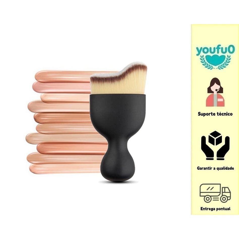 Usado para aplicar base, pó solto, corretivo, pó contorno e pincel para Blush.