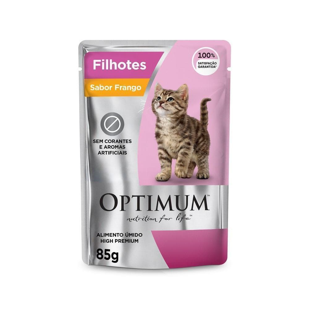 Ração Úmida Sachê para Gatos Filhotes Sabor Frango Optimum 85g