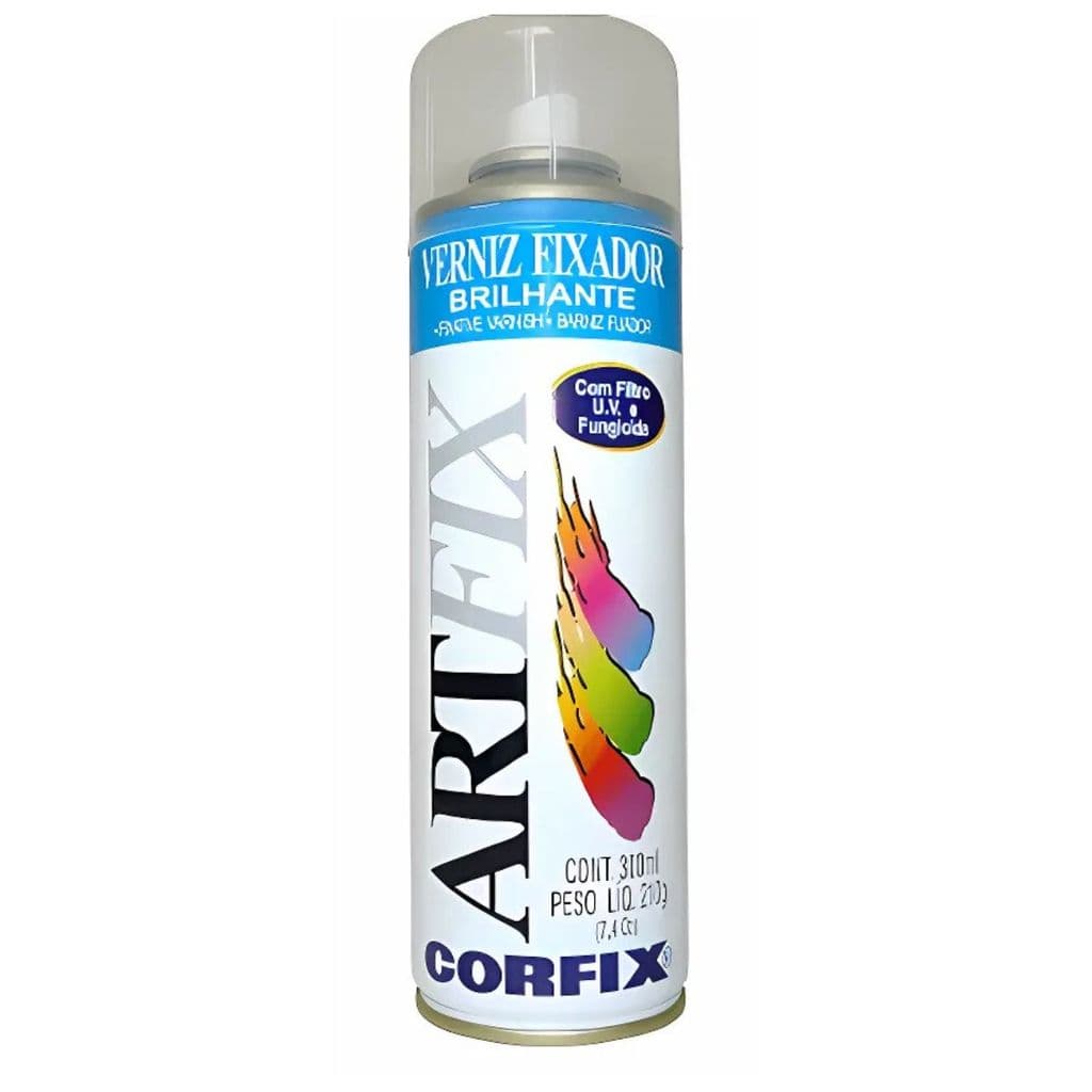 Verniz Spray Fixador Brilhante Artfix Corfix 300ml Proteção UV