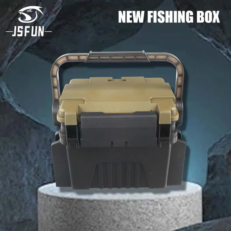 JSFUN 1 unidade Caixa Organizadora de Pesca Grande em Quatro Cores, Multifuncional, Caixa de Armazenamento Reforçada par