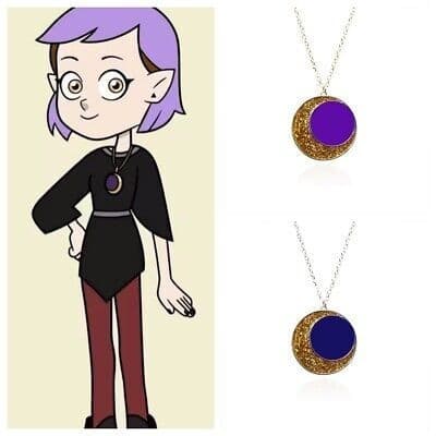 Anime The Owl House Amity Moon Colar Cosplay Esmalte Brilhante Pingente De Metal Crescente