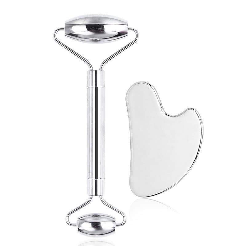 Rolo massageador Facial de aço inoxidável Metal rosto placa de barbear olho ferramenta beleza raspagem instrumento merid