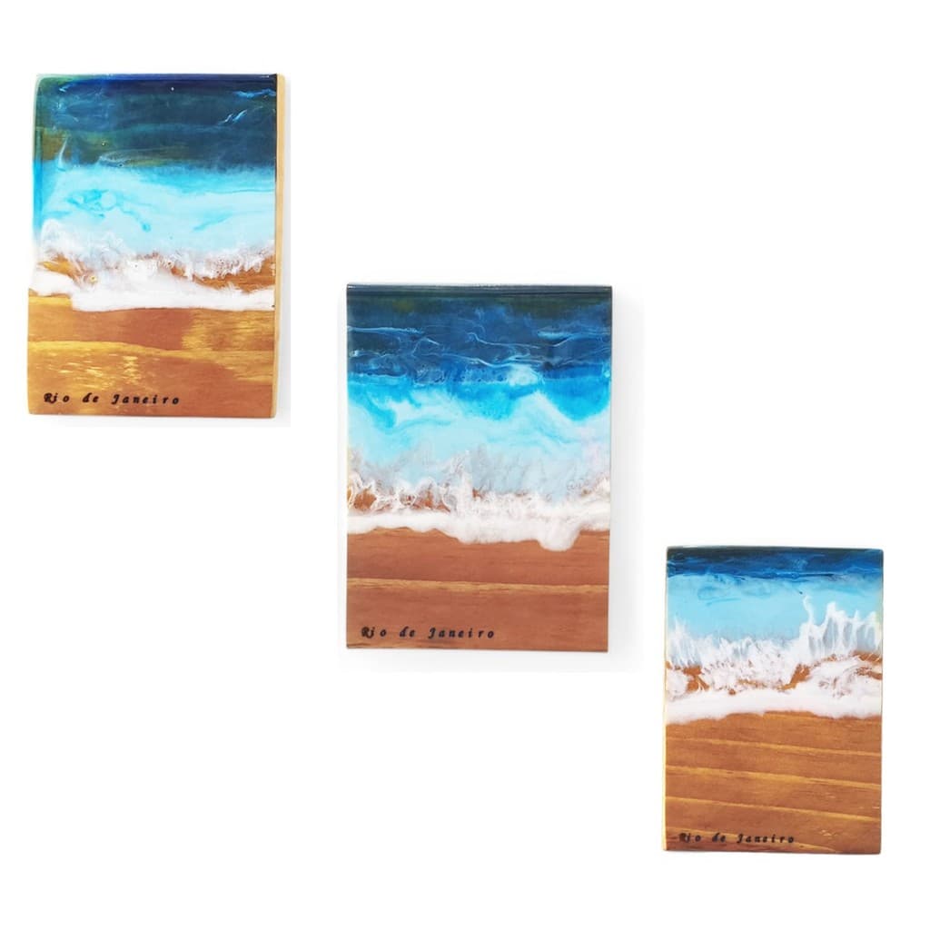 Quadro 11x15 Decorativo Rústico Sala Quarto Mar Madeira Teca 3 peças