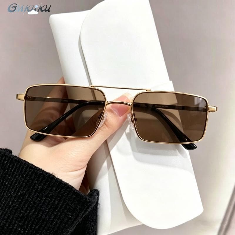 Óculos De Sol De Ponte Dupla Anti UV Retangulares Da Moda Para Mulheres E Homens