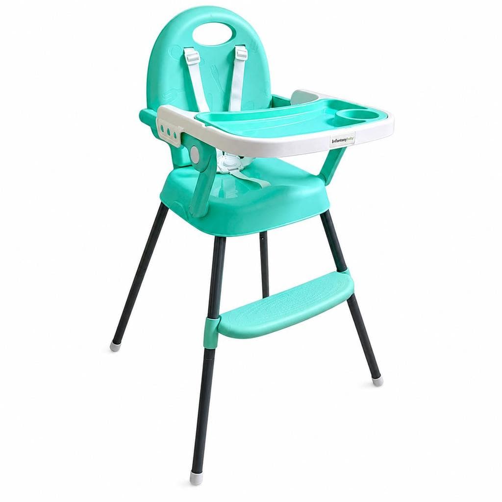Cadeira de Alimentação Bebê 3 em 1 Dobrável Verde Premium Baby Portátil