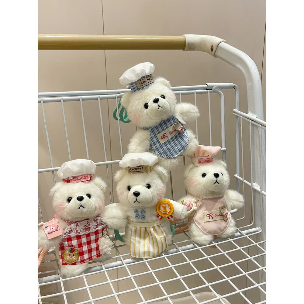 Conjunto de pingente de urso fofo para namorada, presente de aniversário, brinquedo de pelúcia, bolsa de boneca, acessór