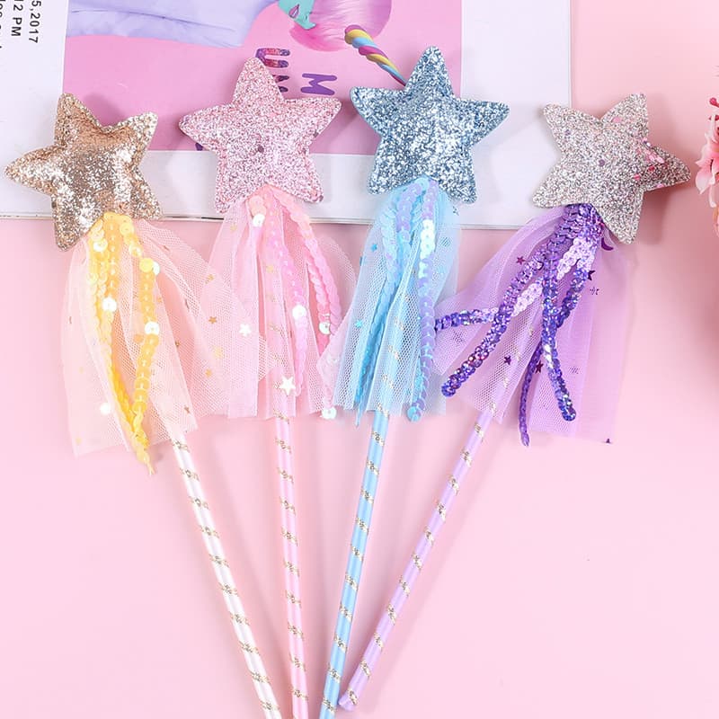 Halloween novo estilo rosa varinha estrela artesanal gato provocando varinha estrela de cinco pontas varinha de fadas cr