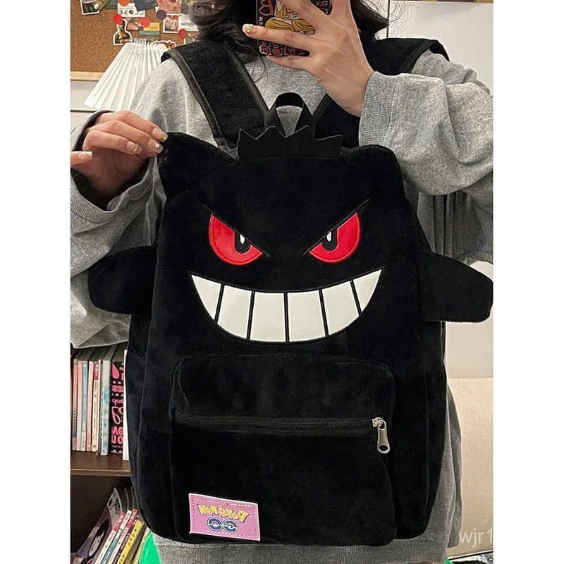 Mochila de Pelúcia Pokémon Gengar Pikachu, Bolsa Grande e Moderna, Presente de Casal de Desenho Animado, Bolsa de Armaze