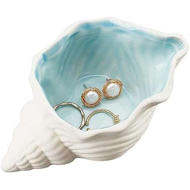NBEADS Bandeja De Joias De Cerâmica Em Formato De Estrela Do Mar , Prato De Berloque Aqua Shell Suporte De Brinco De Ane