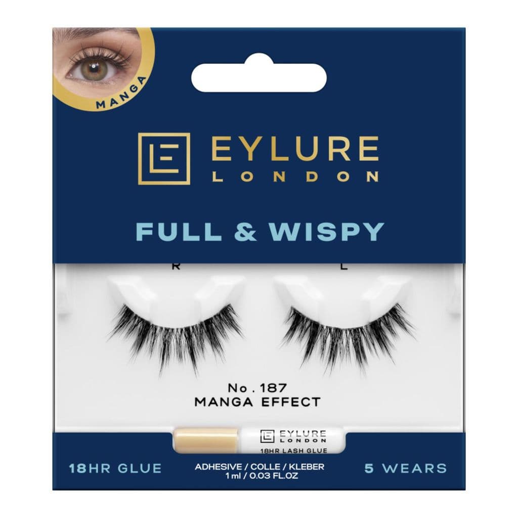 Cílios Postiços com Cola 18 horas de duração Eylure London Full & Wispy Manga Effect N187