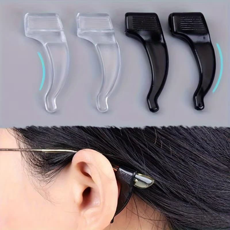 5 Pares De Tiras Transparentes E Pretas , Armação De Óculos Elegante Com Protetores De Nariz Clipes De Braço Para Segura