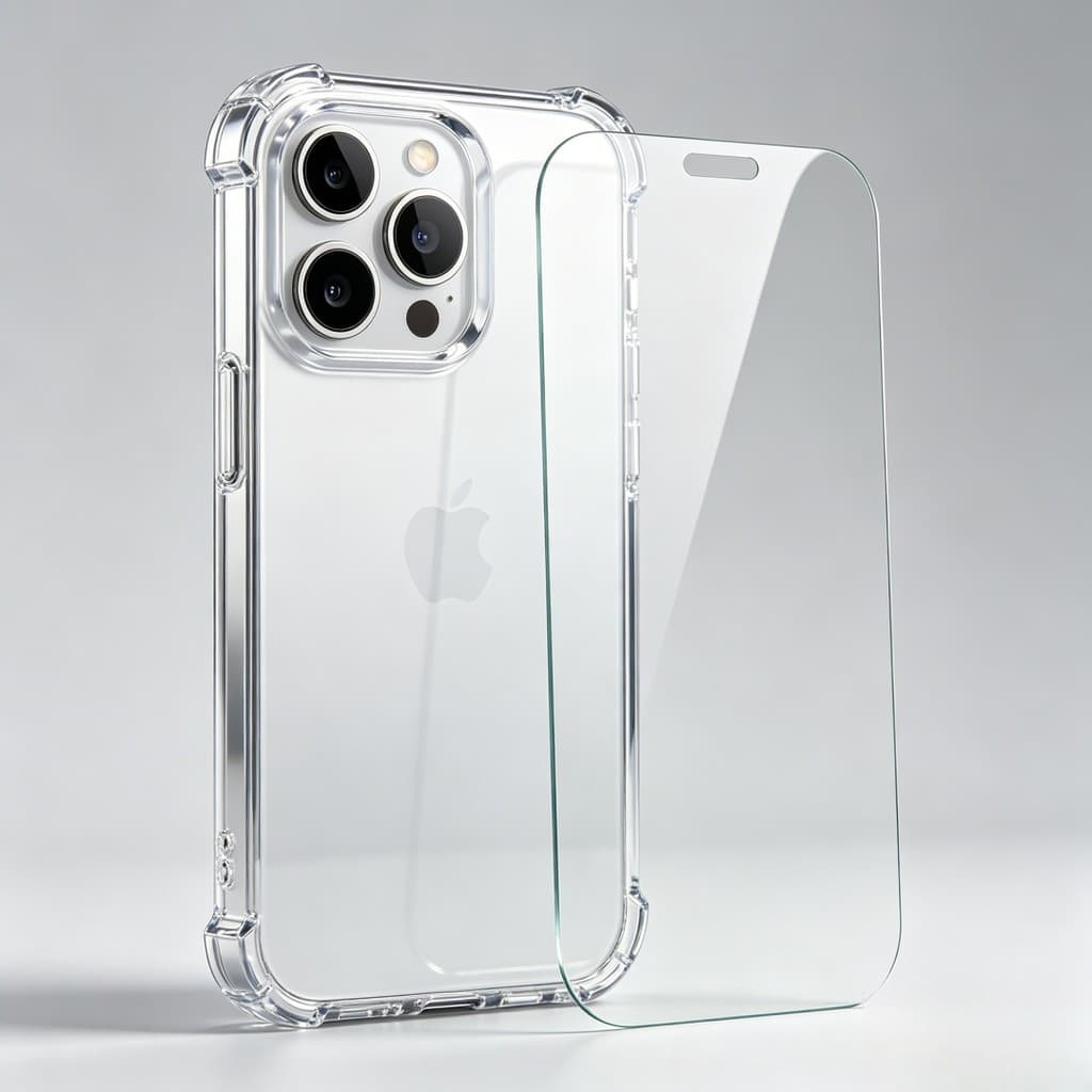 Kit Capa Transparente TPU Anti Queda + Película Vidro 3D Grossa para iPhone 17 Air Pro Max