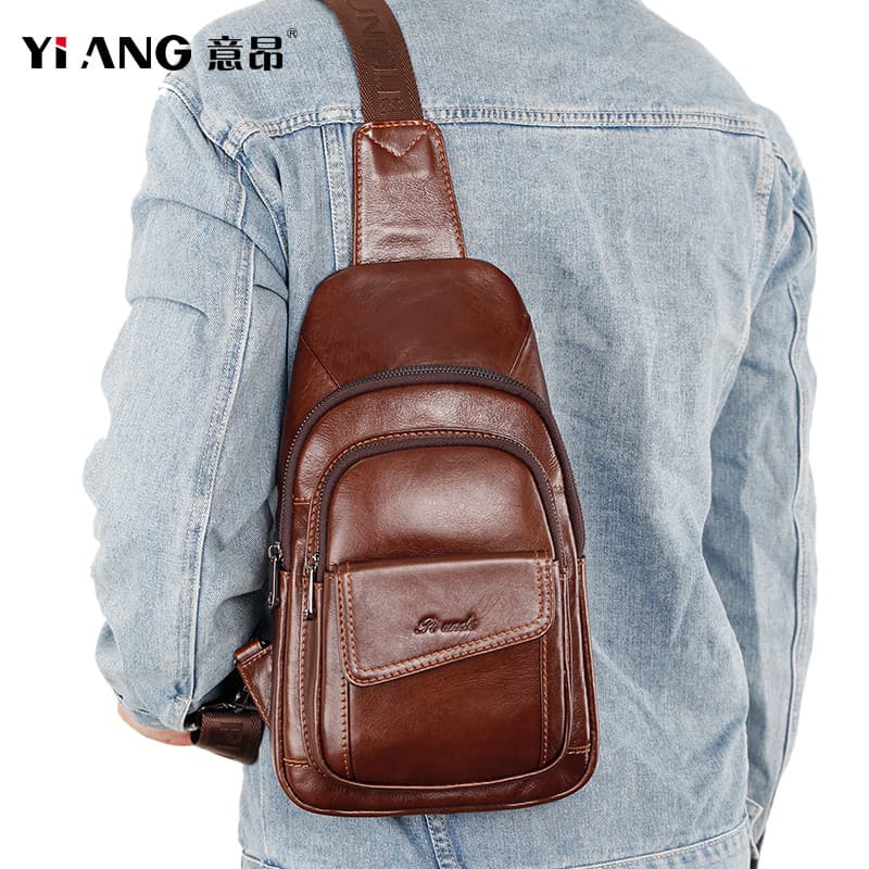 2025 novo estilo bolsa de peito masculina primeira camada saco do mensageiro grande capacidade multi-camada multi-bolso