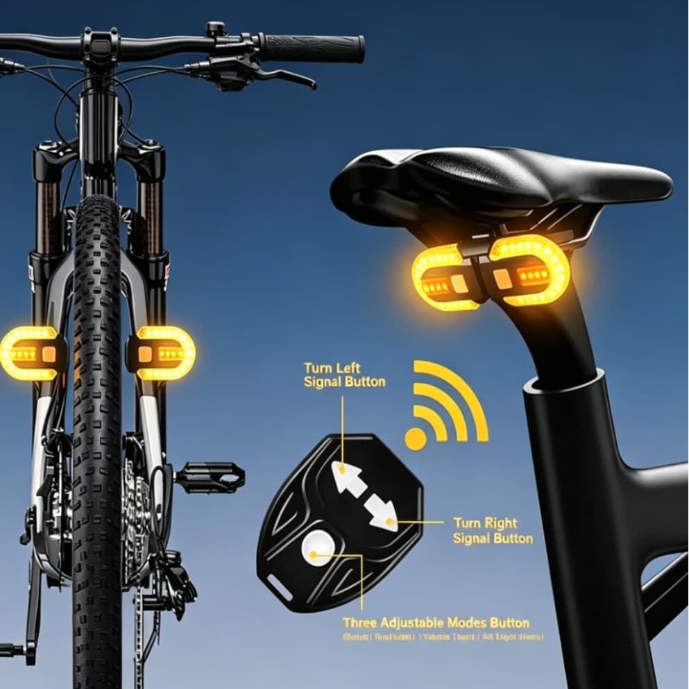 Lanterna Traseira de Bike Elétrica com Controle Sem Fio Seta Integrada 38 LEDs Recarregável USB para Segurança