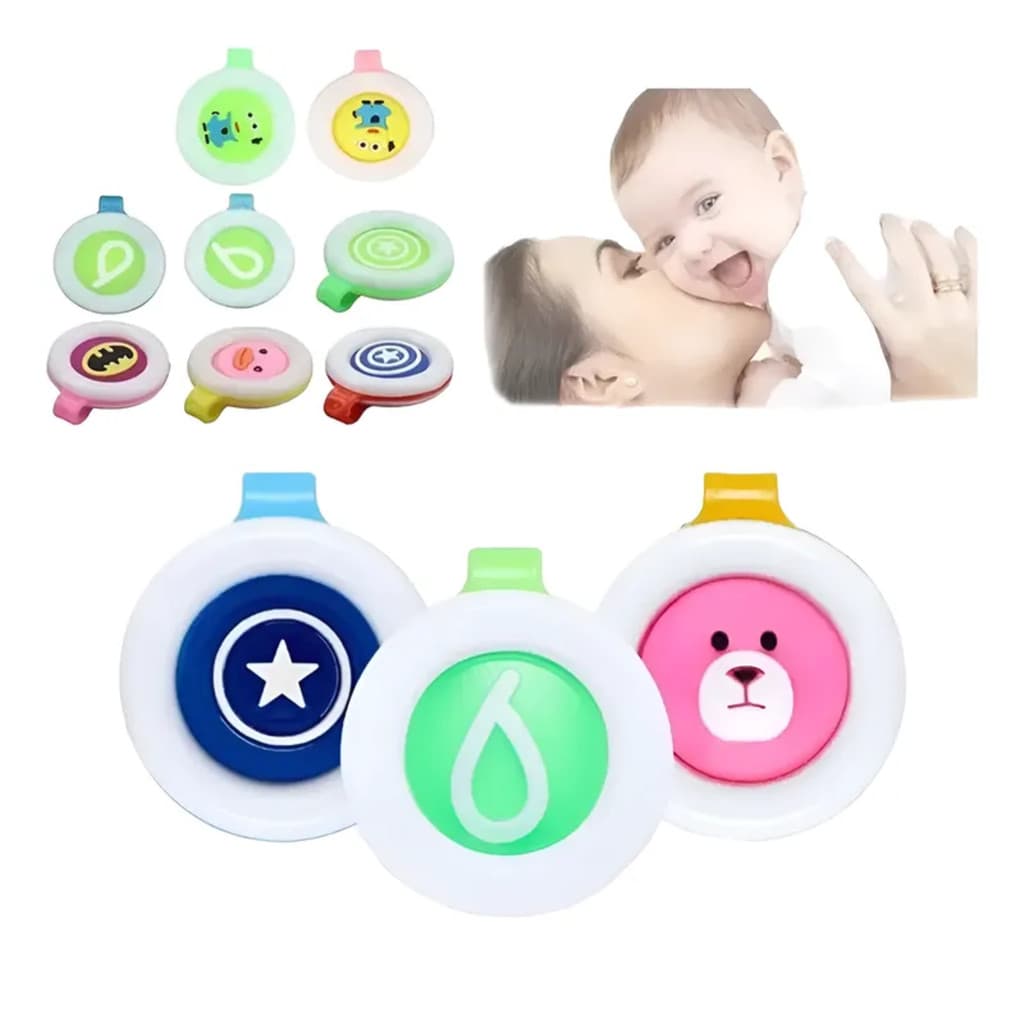 Kit 2 Broches Para Bebê Citronela Repelente Anti Mosquito