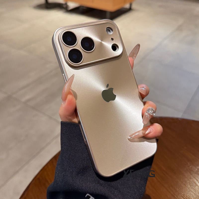 Capa De Metal A Laser Premium Cromada Para iPhone 17 Pro Max 15 16 14 13 12 Traseira Resistente Quedas