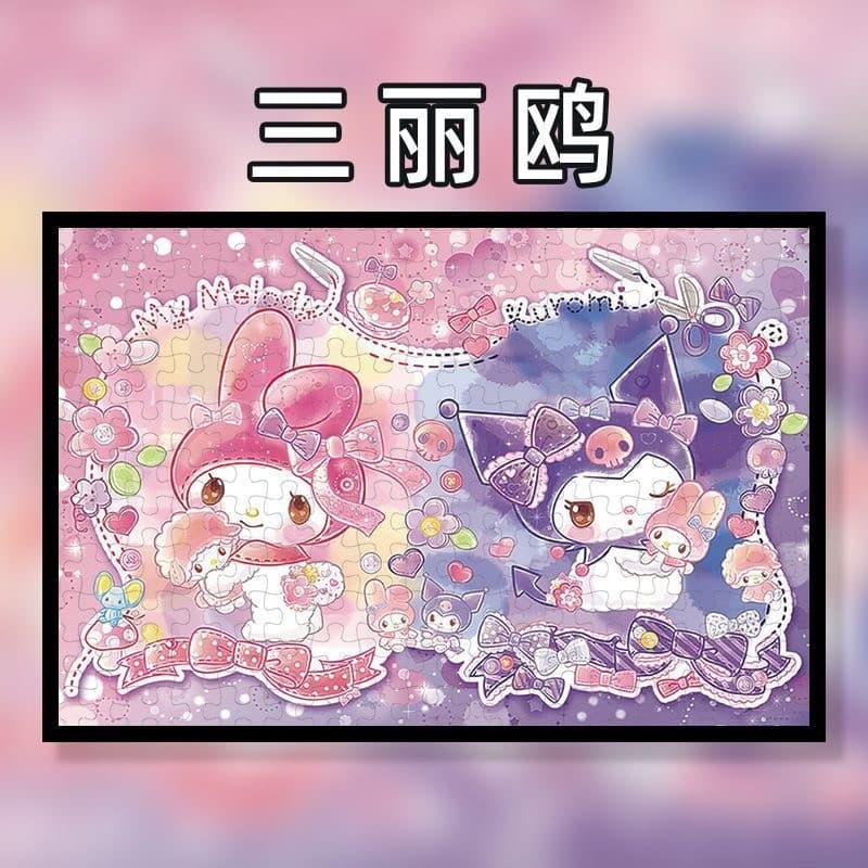 Quebra-cabeça de 1000 peças Genshin Impact Sanrio Kuromi Quebra-cabeça infantil Alívio de estresse para adultos Conjunto