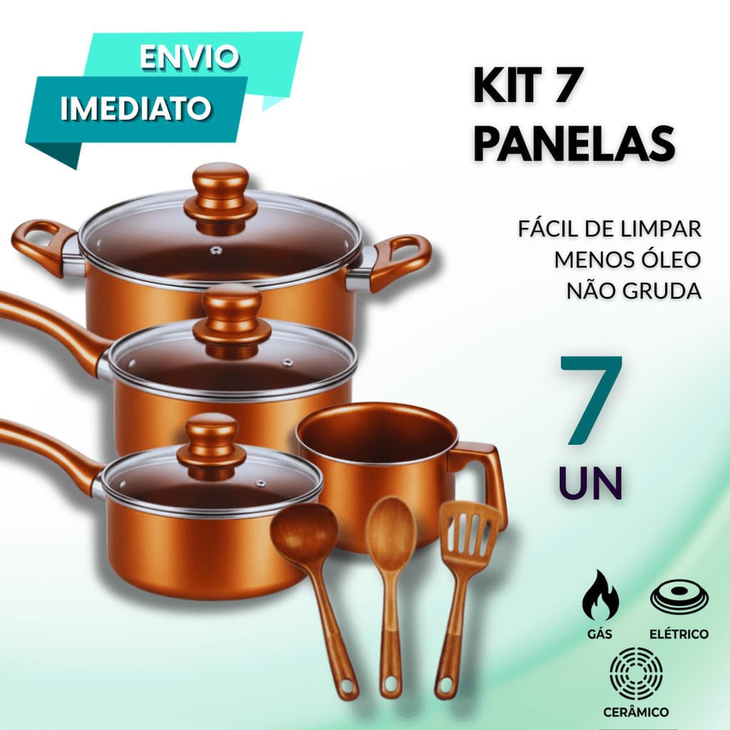 Kit Panelas Cerâmica 7 Peças Caçarola 20 Panela 16 18 Leiteira Revestimento Cerâmico