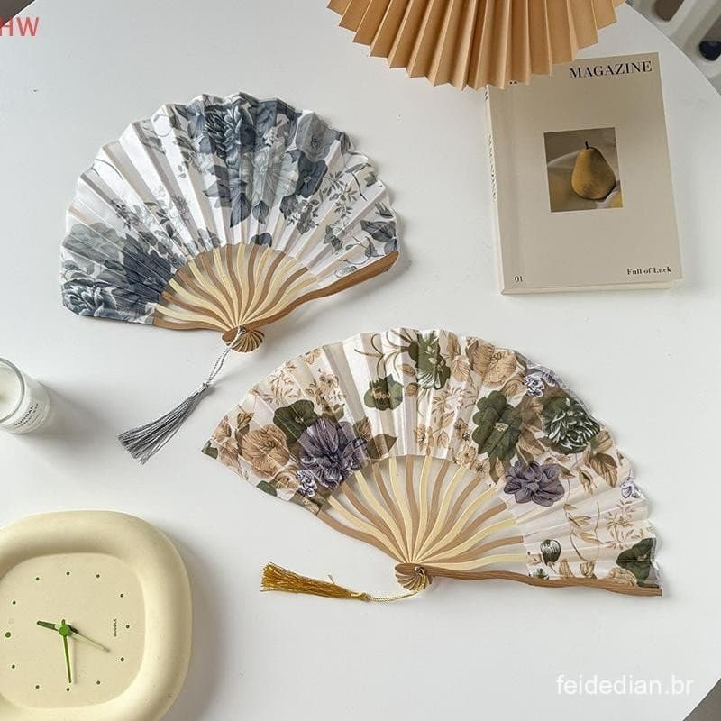 Leque De Seda Estilo Japonês Chinês , Dobrável Para Casamento , Arte , Presentes , Dança Mão , Vintage , Bambu , Portáti