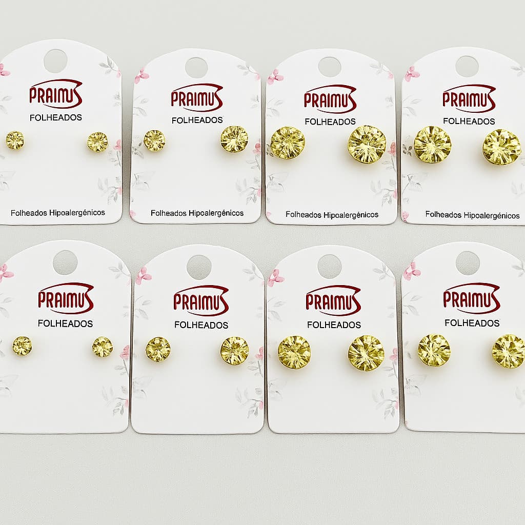 Brinco Ponto de Luz Folheado Hipoalergênico – Brilho Intenso, Elegância Atemporal! Diversos Tamanhos