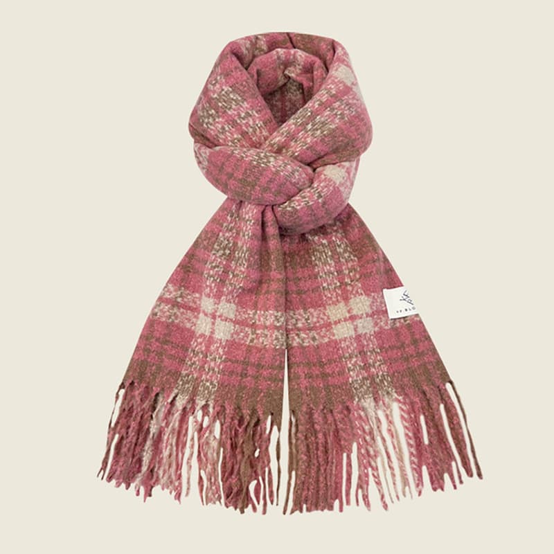 Cachecol Vintage Xadrez com Franjas, Cachecóis Longos e Quentes para o Inverno*---*--*-***&&--*-&&