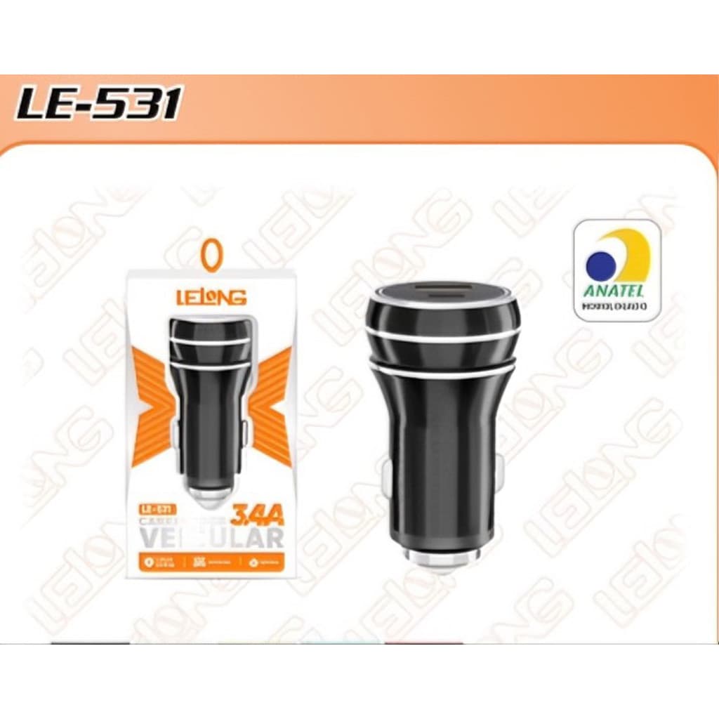 Lelong Veicular Carregador Turbo 3.4A 2portas Rápido Estável Le-531