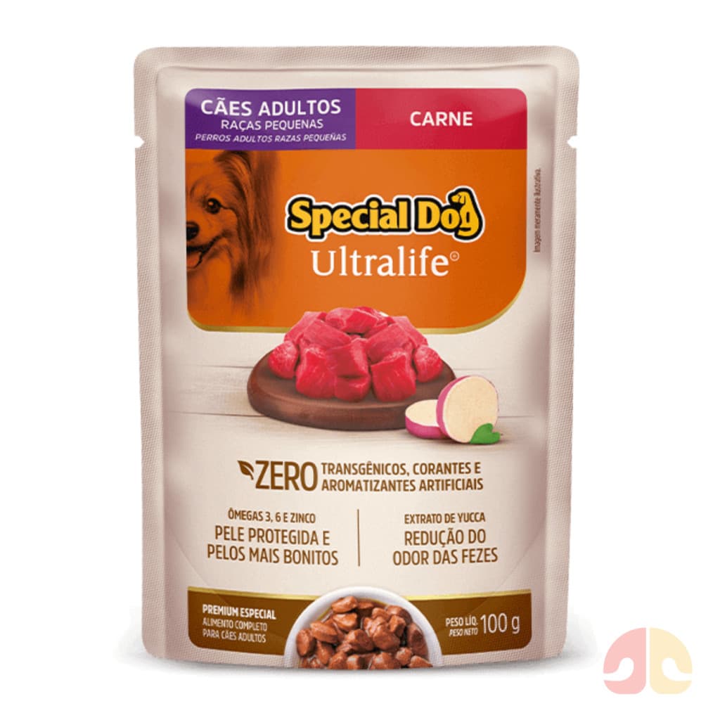 Kit com 12 Sachês Special Dog Cão Adulto Peq 12x100g Carne