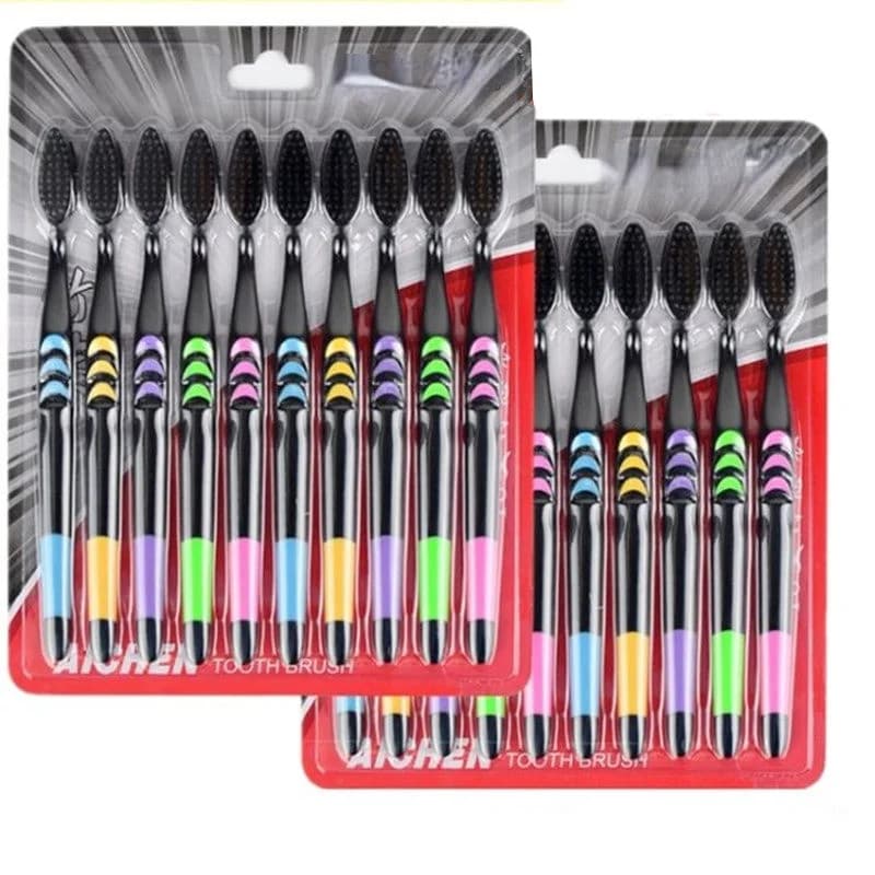 10 Pçs Escova De Dentes De Bambu Natural Conjunto De Escovas Cerdas Macias Carvão Branqueamento Macio