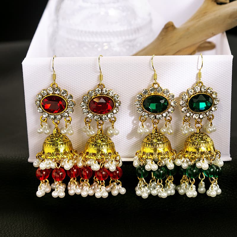 925 agulha de prata estilo chinês diamante sino brincos Retro flor pérola borla brincos nicho Design estilo étnico
