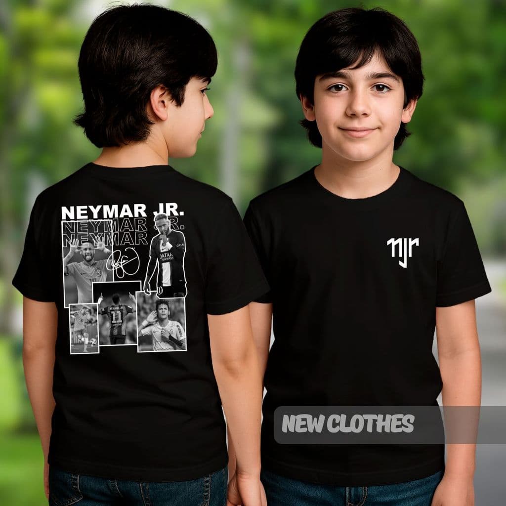 Camiseta Infantil Unissex Neymar Junior Futebol Jogador Seleção Brasileirão Goat Ídolo Brasil