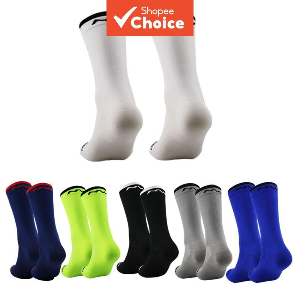 Meias Masculinas Esportivas Macias De Cano Médio | Suporte De Alta Elasticidade Para Ciclismo E Fitness Azul/Verde/Cinza