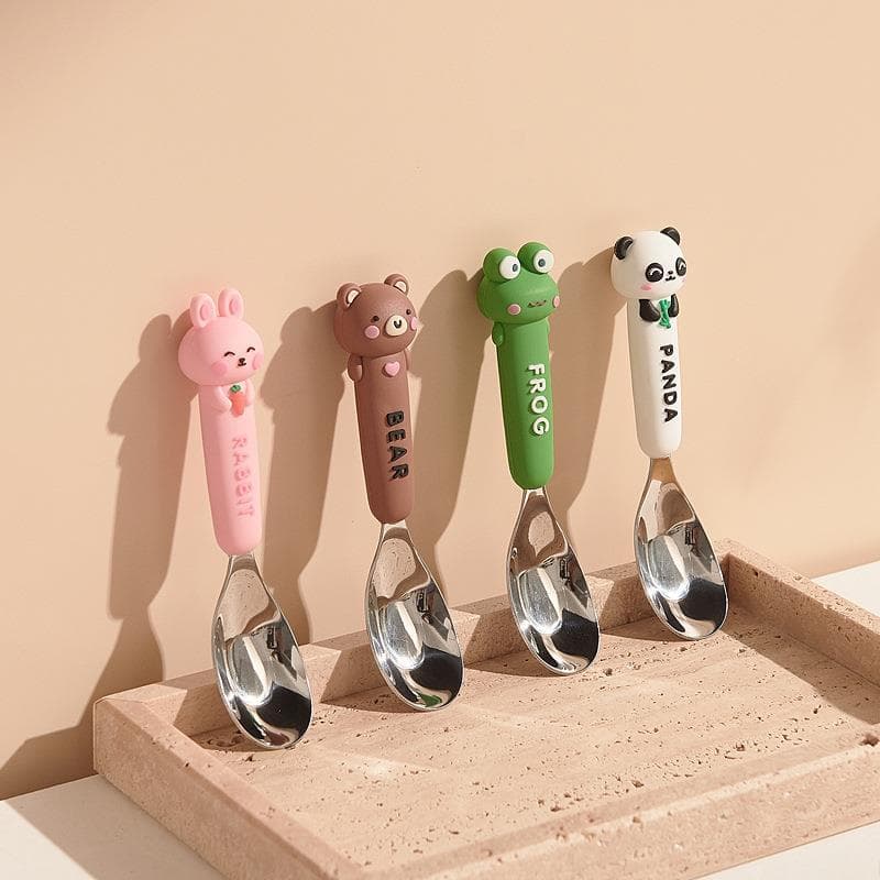 Colher de lingote para crianças, garfo para bebê, aço inoxidável 316L, treinamento de alimentação, colher especial, comi