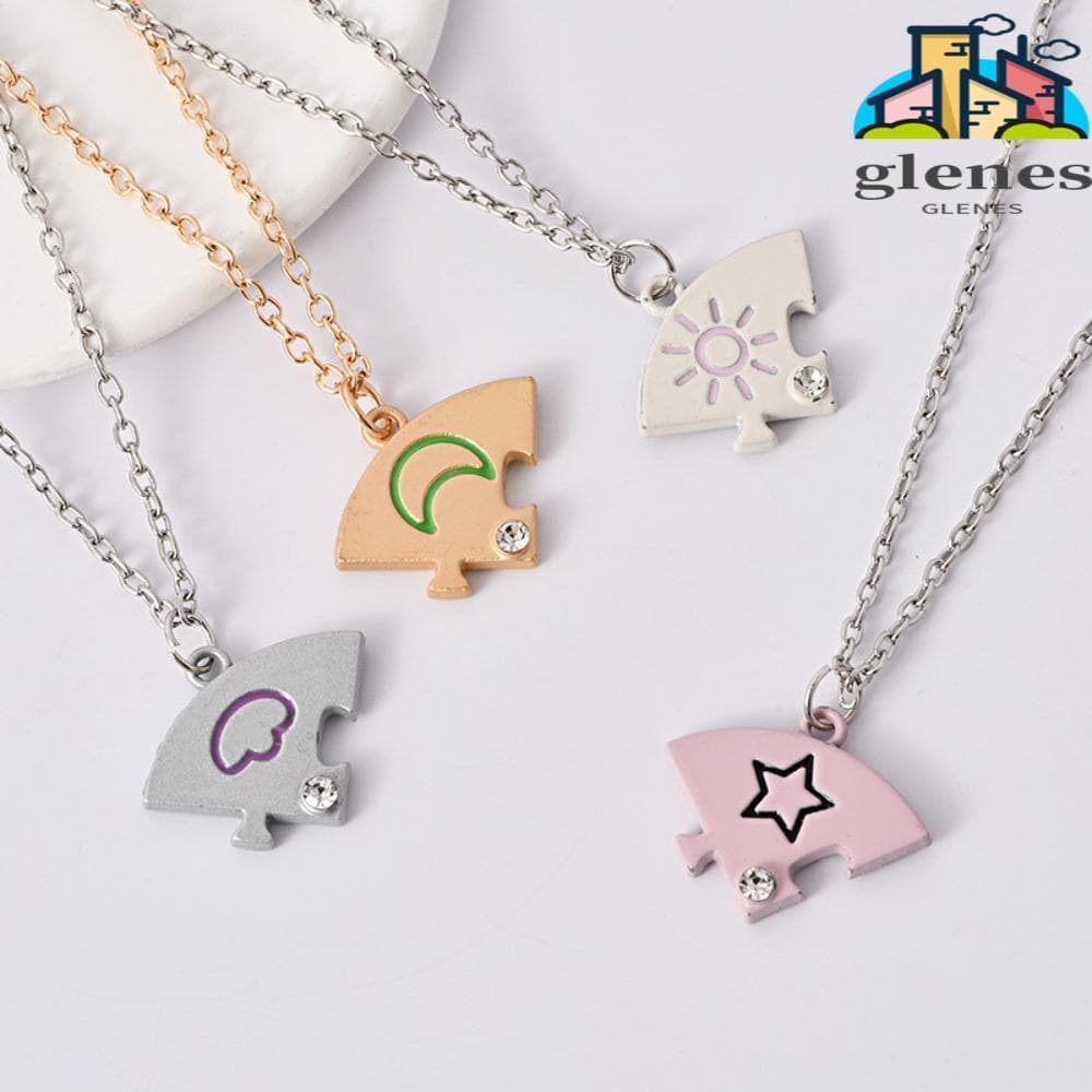 GLENES 4 Pçs/Set Melhores Amigos Para Sempre Colar , Conjunto De Jóias Coloridas Jigsaw BFF Strass