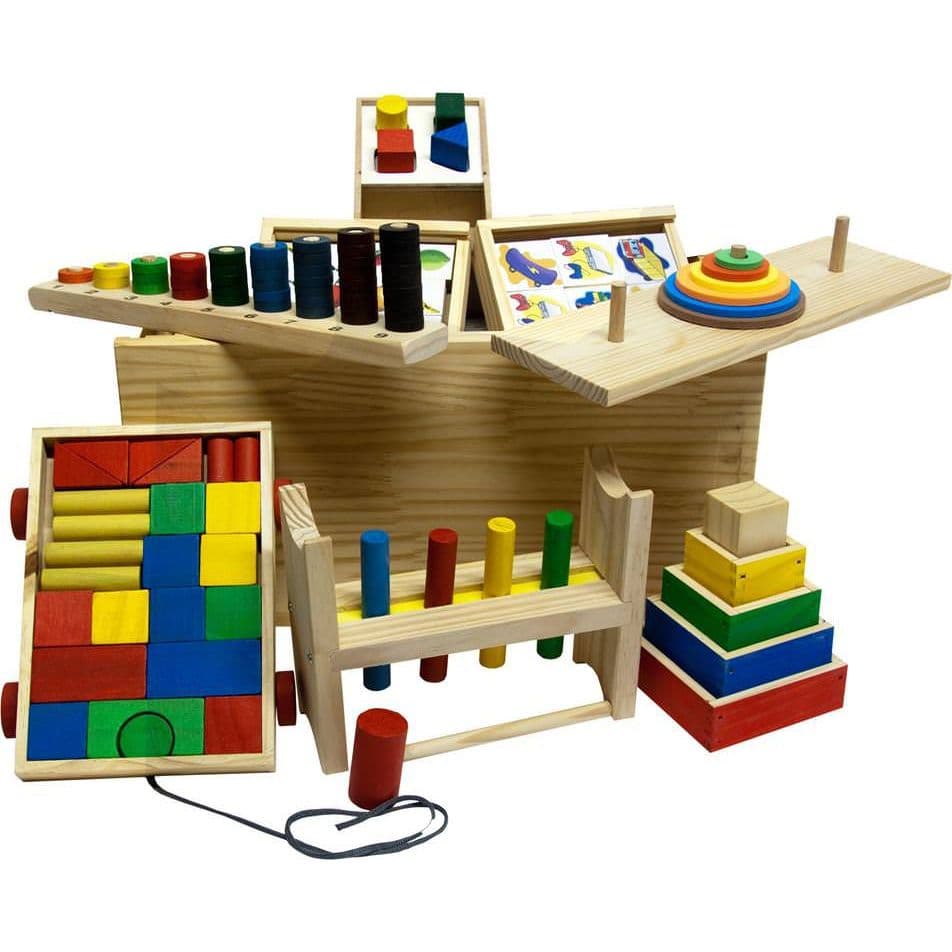 Baú Pedagógico - 10 Brinquedos Pedagógicos Escolar Infantil Aprendizado Lúdico