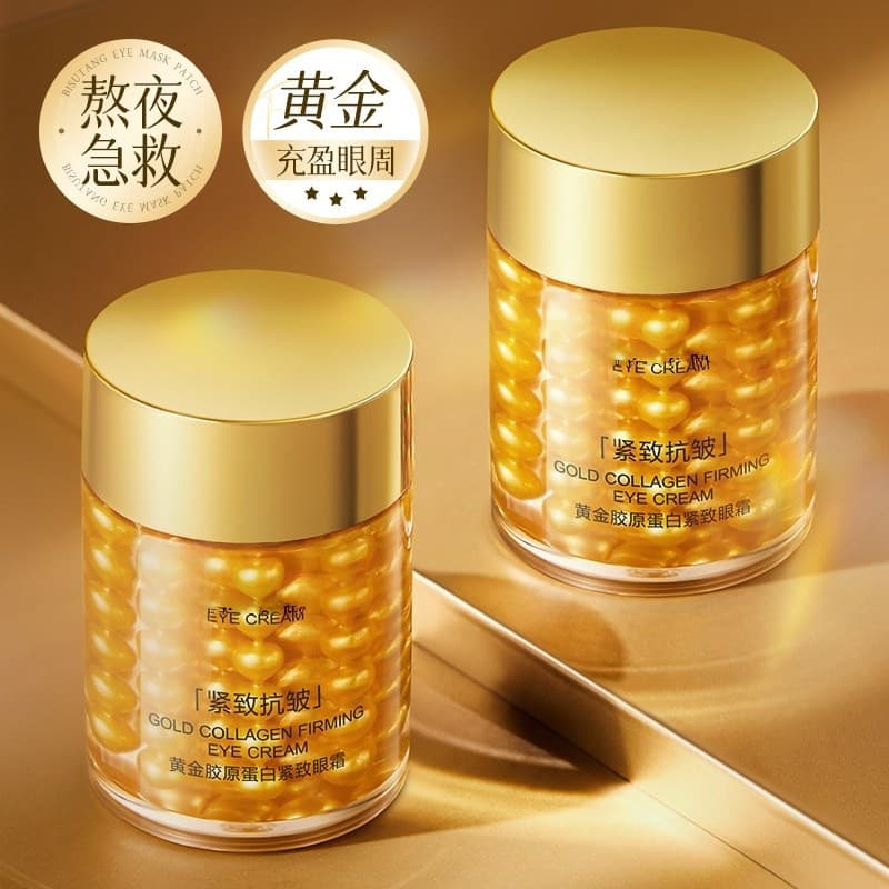 Creme para os olhos reafirmante de colágeno dourado reduz linhas finas e melhoram os olhos