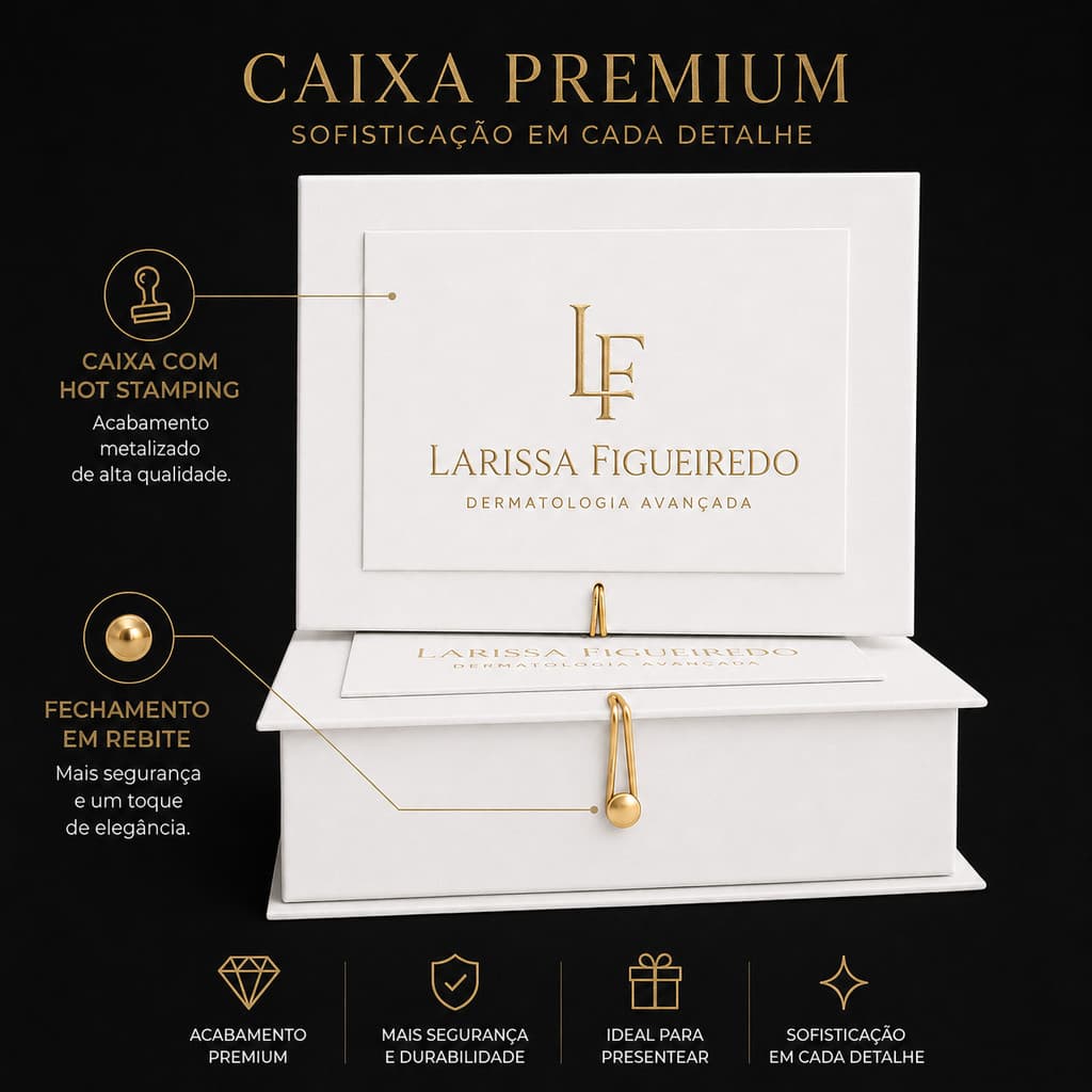 Caixa Rígida Premium 22x16x5 Personalizada Logomarca Metalizada Cetim Arrebite -  Aproveite agora