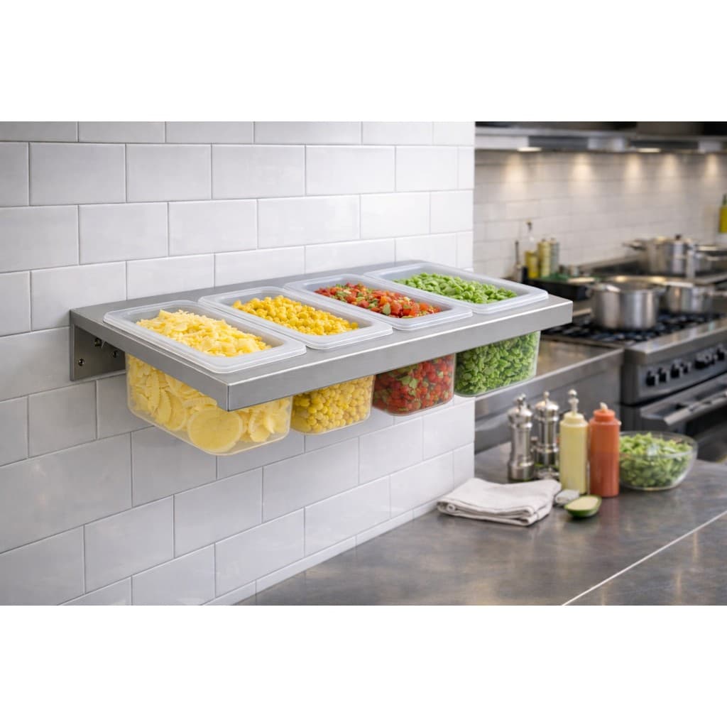 Condimentadora Pizzaiolo Organizador Porta Condimentos p/ Pizza e Hambúrguer Pizzaria 4 Cubas Top