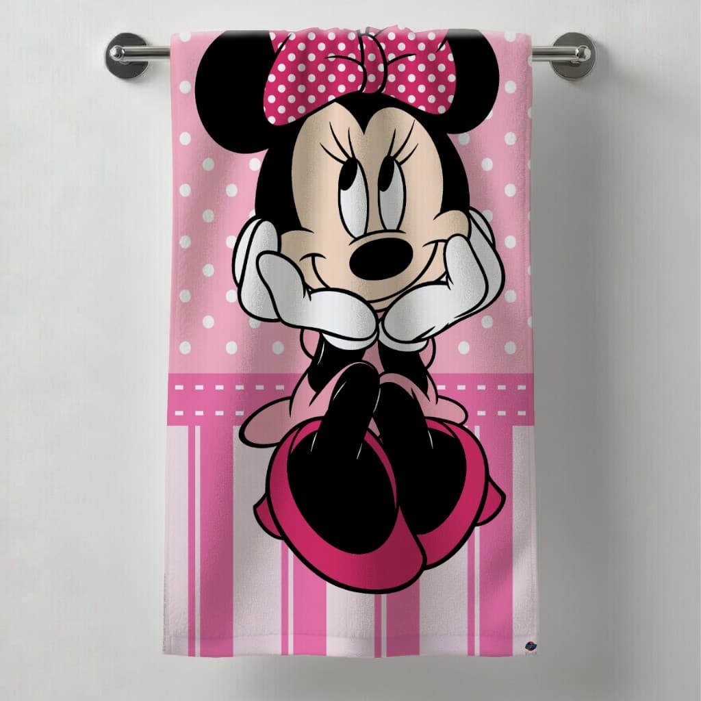 Toalha de Banho Piscina Estampa Minnie Mouse Personagem Infantil Meninas Macia Atoalhada Premium