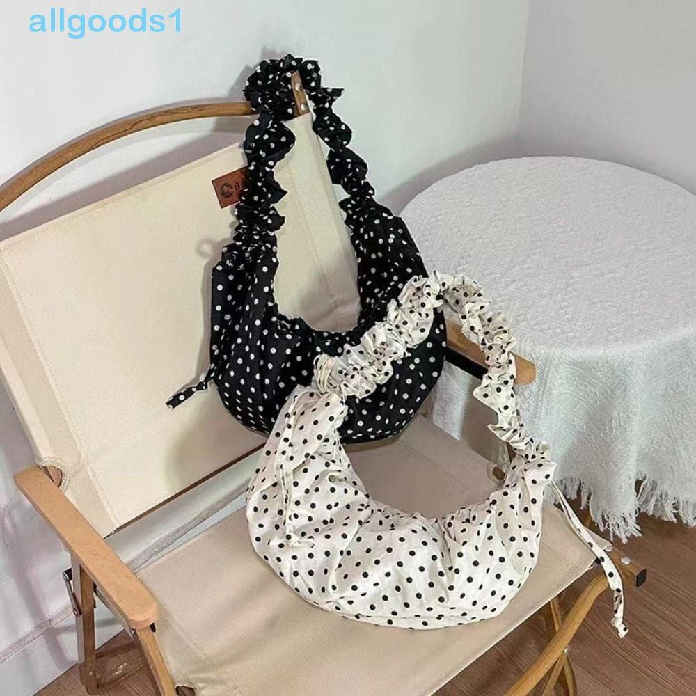 Bolsa De Ombro De Bolinhas ALLGOODS , Crossbody Plissada De Renda Estilo Coreano , Leve