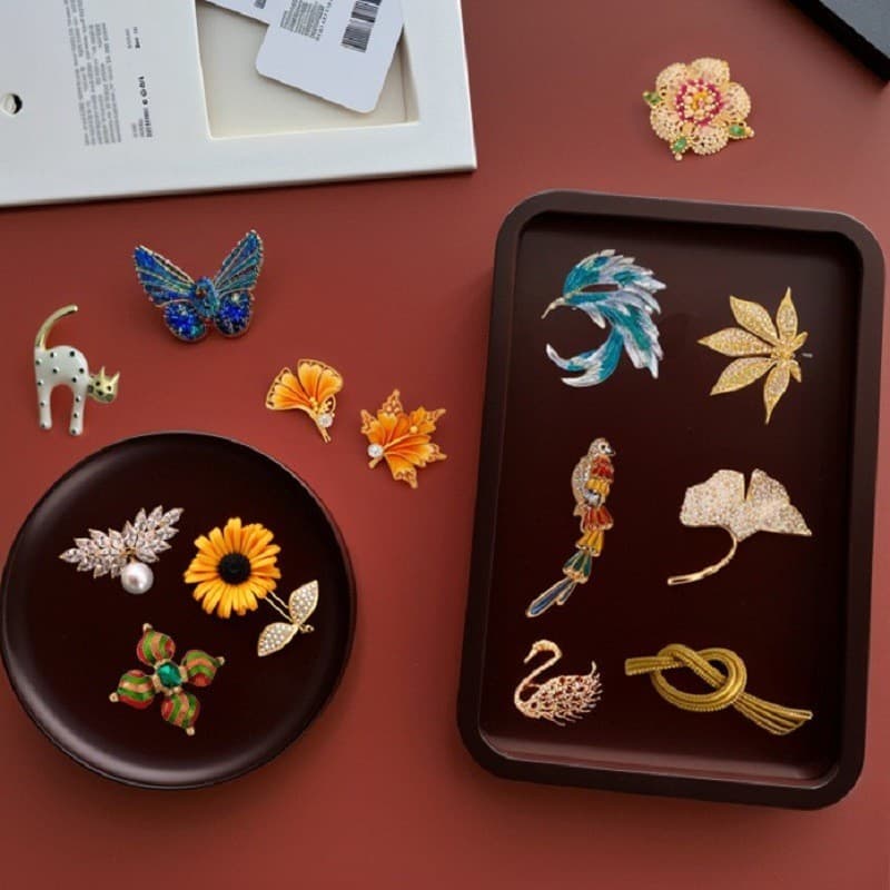 Broche Colorido De Flor De Borboleta Embutido Com Diamante , Acessório Luxuoso De Pino De Terno De Alta Qualidade