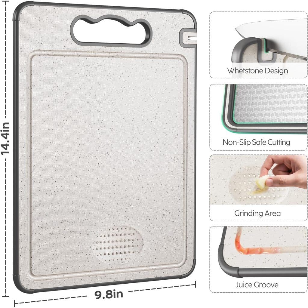 Tábua Inox Antibacteriana Dupla Face Base PP Com  Afiador